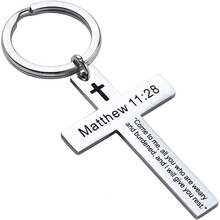 Ldurian Bible Verse Keychain Christian Cross Keychain For Women, Cross Key Chain For Men Religious ScriptureChristmas - Matthew 11:28 - View 1