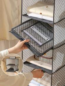 1pc Hanging Foldable Wardrobe With Multiple Compartments For Storing Clothes, Hats, And Hanging Bags. Multi Layer Wardrobe Storage Hanging Bag, Foldable Bra And Underwear Storage Bag, Clothing Sorting Hanging Bag, Clothing Cabinet Storage, Can Be Hung For Storage. Clothing Cabinet Storage, Home&Daily Necessities, Convenient And Practical, Sturdy And Durable