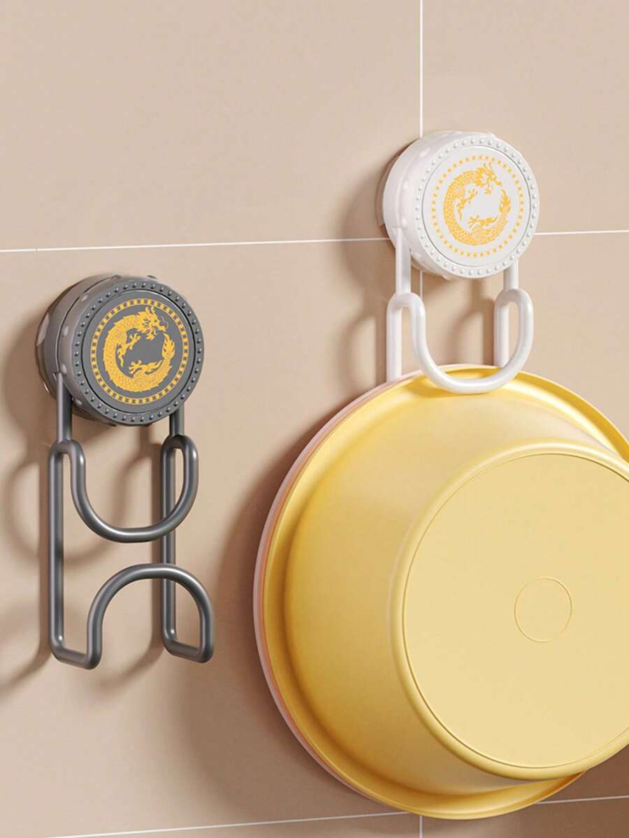 1pc Light Luxury Rotating Suction Cup Basin Storage Rack, Bathroom No Punching Hook, Household Basin Hanging Rack, Wall Hanging Basin Artifact