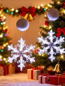 1 Stück Weihnachtsfenster Lichtdekoration, Weihnachtsdekoration LED Saugnapf Licht, Weihnachtsschneeflocken-förmiges LED Saugnapf Licht, batteriebetrieben für Innen- und Außendekoration, Weihnachtsbaum, Kamin, Fenster Dekoration, Raumdekoration (Batterie nicht enthalten)