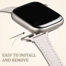 表带，女式超薄皮革表带，兼容 1/2/3/4/5/6/7/8/9/10/SE/Ultra 系列，经典时尚设计，可调节腕带，适合 38 毫米 40 毫米 41 毫米 42 毫米 44 毫米 45 毫米 49 毫米，商务休闲装，配饰 - 白色 - 查看 7