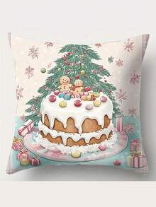 4 piezas, el tema navideño incorpora de manera ingeniosa elementos navideños, como árboles de Navidad, casas de pan de jengibre, etc. Decoración del hogar festiva, diseños alegres, estampados festivos, material de fácil cuidado, fundas duraderas, cojines festivos, cojines decorativos, para compradores de regalos, entusiastas de la Navidad