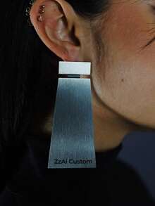 1 Pair Personalized Name Earrings (Leaf Shape, Round, Decorated With Exclamation Mark), Customized Font, African Style Earrings, Large Size Earrings. Unique Earrings, Suitable As Gifts, Handmade Earrings, Gold Earrings, Personalized Earrings. Fashionable Accessories, Matching Outfits, Stainless Steel Earrings. - Style 3 - View 4
