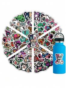 54pcs Monster Bear Graffiti Stickers - Vibrant Cartoon Decals For Journals, Albums, Luggage, Water Bottles, Skateboards, Helmets & More - Durable Vinyl, Reusable, Assorted Colors & Designs, Cute Stickers