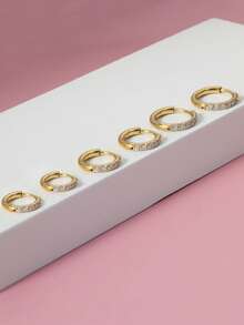 DAILI 1-6 Pairs Gold Hoop Earrings For Women 316L Stainless Steel Cubic Zirconia Hoop Earrings, Small Cartilage Hoop Piercing Earrings Tiny Huggie Hoop Earrings For Women Men 6mm 8mm 10mm 12mm 14mm 16mm - Yellow Gold - View 21