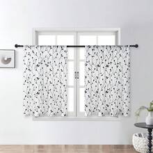 Floral Embroidered Sheer Curtain Simple White Transparent Curtain With Rod Pocket Embroidered Vine Floral Pattern Curtain Semi-Sheer Linen-Like Voile Curtain For Bedroom, Living Room