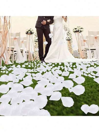 1000/2000/4000/8000pcs White Artificial Rose Petals, Artificial Flower Silk Petals, Wedding Artificial Roses, Fake Rose Petals, Romantic Decoration For Special Night, Engagement, Proposal, Celebrations And More.