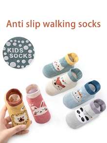 6 Paar Baby Jungen/Mädchen Antirutsch Griff Socken, Kindersocken, Kleinkind Socken, weiches & bequemes Material, Cartoon Muster, geeignet für alle Jahreszeiten