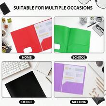 Plastic Folders With Pockets, 6 Pack Document Folders With Business Card Slot, 2 Pocket Folders Back To School Supplies, Office - Initial - View 4