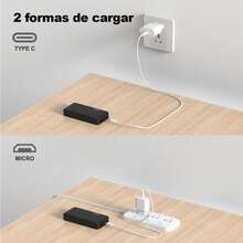 M TK MOVETECK Batería portátil 20000mAh Y Tipo C Cable, 74WH Carga Rápida Bateria Portatil, Tipo C Pila Portatil con 4 Puertos USB de , Compatible con teléfonos móviles, auriculares, ordenadores portátiles, etc., Blanco 0251501 - Blanco - Ver 4