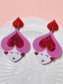 1 Pair Fashionable & Cute Colorful Acrylic Flower Decor Pendant Earrings, Suitable For Women's Daily Wear