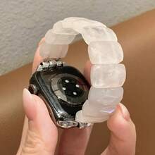 1 Pc Crystal Watch Strap Ladies' Bracelet Watch Band Bracelet Wristband Pink And White Girlish Style Compatible With 5/6/7/8/SE Models Fashion Accessory