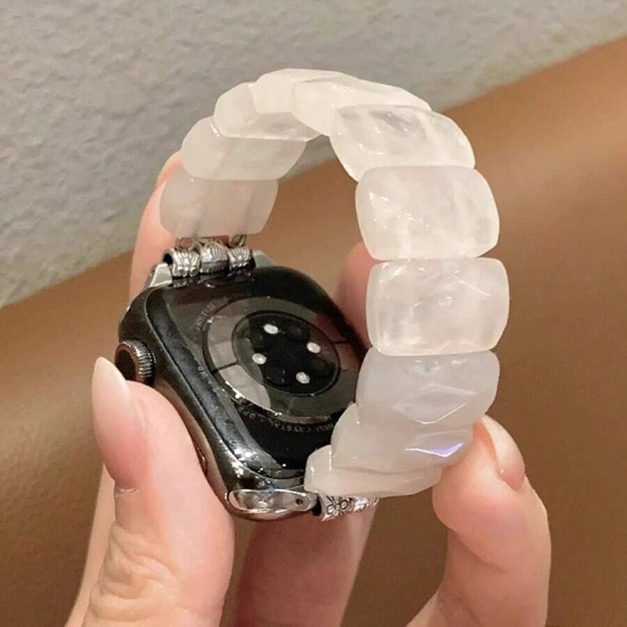 1 Pc Crystal Watch Strap Ladies' Bracelet Watch Band Bracelet Wristband Pink And White Girlish Style Compatible With 5/6/7/8/SE Models Fashion Accessory