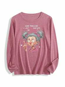 Eye Roll  A Universal Language Of Disbelief Womens Long-Sleeve Crewneck T-Shirt - Coral Pink - View 1