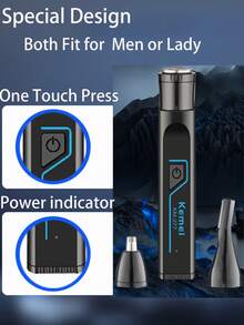 Kemei Trimmer elettrico per peli del naso KM-277, rimozione dei peli del viso, trimmer per peli del naso mini, tosatore portatile indolore, rimozione dei peli della parte superiore del labbro, rimozione dei peli intimi del bikini 3 in 1, trimmer per sopracciglia elettrico ricaricabile USB, rimozione dei peli del viso mini portatile