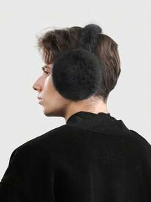 1 szt. Modne, jednokolorowe, pluszowe nauszniki dla mężczyzn, wiatroodporne nauszniki do jazdy na rowerze na świeżym powietrzu, zimowe, grube nauszniki zapewniające ciepło, odpowiednie do dopasowania zimą