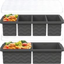 Silicone Freezer Molds For Soup With Lid, 1-Cup & 2-Cup Large Ice Cube Trays Food Storage Containers For Meal Prep, Freeze 250mL/125mL Portions – 2 Pack,21103489 - Dark Grey - View 1