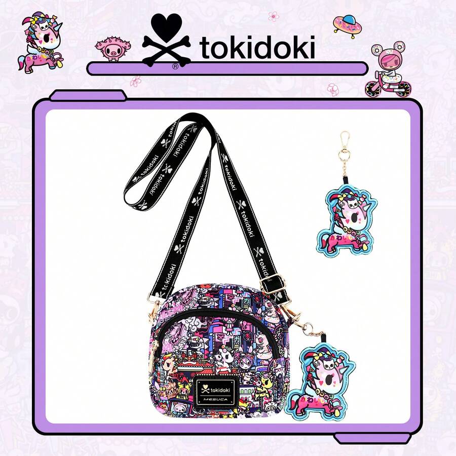 Tokidoki Official Crossbody Bag With Unicorno Keychain, Cartoon Adjustable Shoulder Strap Shoulder Bag Handbag Phone Purse Wallet For Women Girls - 紫色 - 查看 1