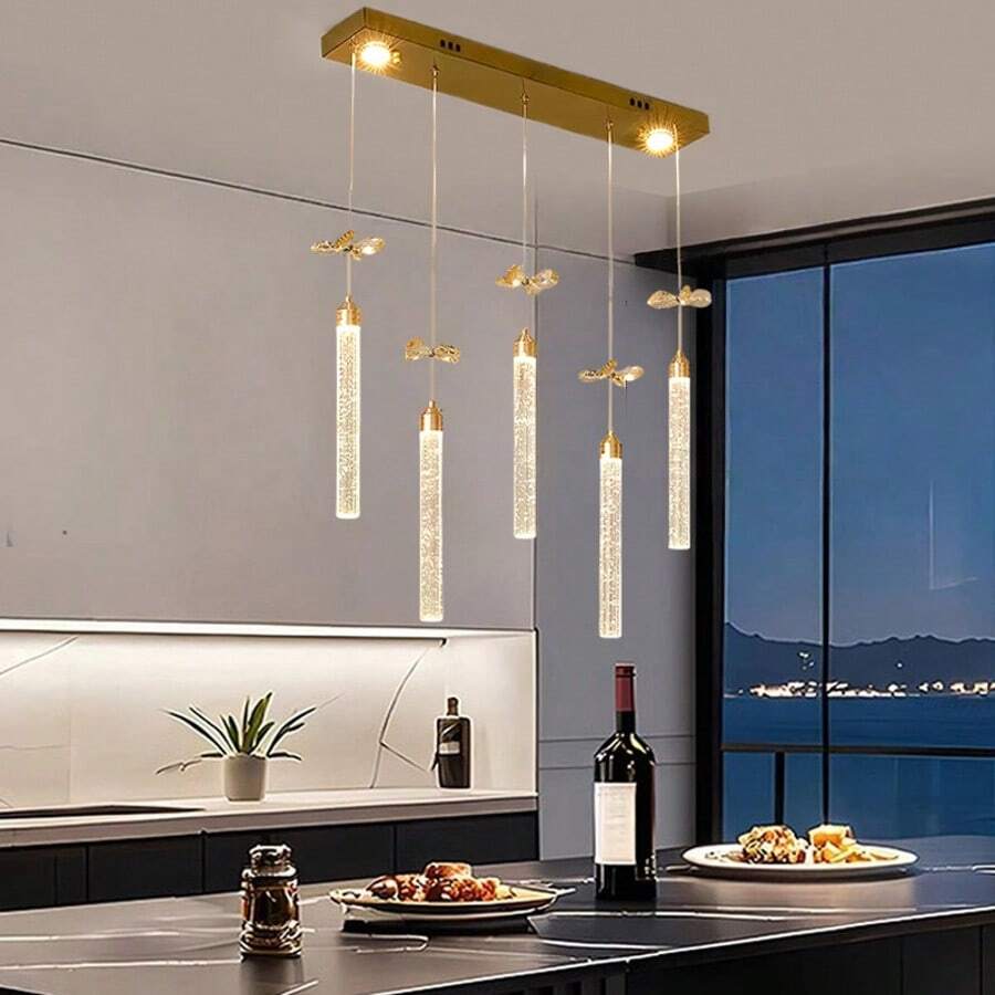 1pc Modern Minimalist Luxury Crystal Pendant Light, Suitable For Living Room, Dining Room, Atmosphere Lighting, No Switch No Remote Control