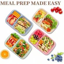 5 Pack Bento Lunch Box, 4 Compartment Snack Containers, Divided Snack Box, Meal Prep Lunch Containers ToddleAdults, Food Storage Containers School, Work And Travel - 2隔間-多色 - 查看 7