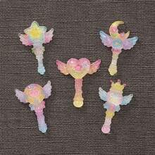 10/20/30件冰透明精致闪亮皇冠星星魔法棒DIY发夹手机壳鞋扣树脂饰品配件 - 彩色 - 查看 1