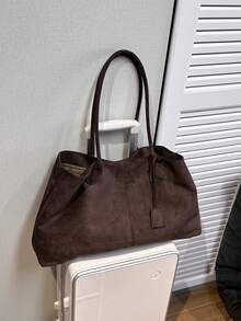 Autumn/Winter Faux Suede Tote Bag, Versatile Shoulder Bag For Commuting And Daily Use - Multicolor - View 7