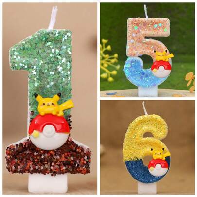 Pokémon Pikachu Candle – Kids' Birthday Cake Decoration | Anime Cartoon Figure Supplies! Cute Party Accessories, Perfect As Christmas Gifts For Fans. Adorable Design To Elevate Cake Displays & Celebrations!