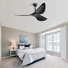 Sofucor Black 52-Inch Reversible Ceiling Fans With Remote Control Bedroom Ceiling Fans Curved Blades Downrod Ceiling Fan No Light With Reversible 6 Speeds Timer Fan - 黑色 - 查看 11