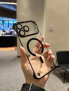 超薄无边框磁吸透明手机壳,兼容 17 Pro Max、17 Pro、13、14、15、16、17 Pro Max、17 Air、17、16,防震,支持无线充电,保护摄像头。 - 黑色 - 查看 2