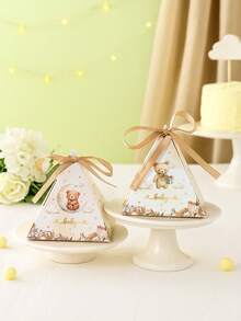 12个装棕熊三角糖果盒，带丝带，可爱棕熊飞机造型糖果盒，适合性别揭晓派对、生日派对餐桌装饰、迎婴派对糖果盒、派对回礼、生日派对、迎婴派对装饰糖果盒、婚礼派对餐桌装饰、礼品包装糖果盒、迎婴派对礼物、性别揭晓派对装饰、迎婴派对装饰 - 棕色小熊baby - 查看 5