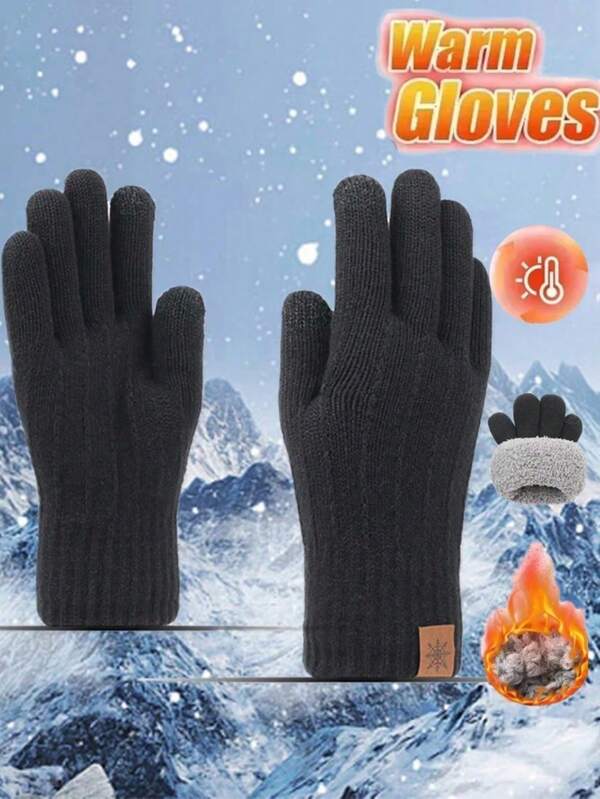Guantes de hombre para ciclismo al aire libre en otoño e invierno, a prueba de viento y frío, con terciopelo grueso y hilo de punto cálido, con función de pantalla táctil