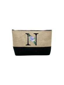 2pcs/Set Women's Beach Tote Bag With Shoulder Strap, Beach Hat And Cosmetic Bag, Personalized Letter A-Z Beach Accessory Bag With Side Pocket, Ideal Gift For Women, Mothers, Teachers, Friends, Bridesmaids, Students, Suitable For Beach Vacation, Outdoor Wedding, Birthday, Holiday, Large Capacity For Weekend Getaway - Multicolor - View 44