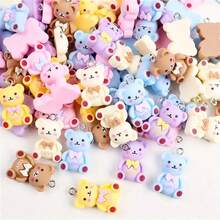 20/100 件棕色树脂卡通泰迪熊吊坠可爱蝴蝶结泰迪熊 DIY 珠宝配件、耳环、项链、手链装饰材料、钥匙扣吊坠 DIY 工艺品 - 棕色 - 查看 7