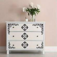 6pcs Vintage European Floral Pattern Hollow Painting Borders, Reusable Templates For Scrapbooking, Wood, Glass, Fabric, Wall Decor, Washable - White - View 6