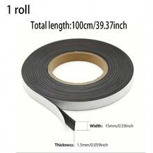 2 卷 39.4 英寸超强磁带 - 易于切割并粘贴在冰箱、白板等上，带有高粘性橡胶条，是办公室、教学、家居装饰配件的优质选择 | 耐用橡胶磁性贴纸，磁带