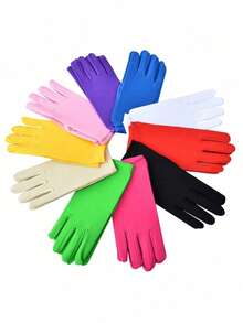 A Pair Of 22cm Milk Silk Elastic Short Riding Gloves, Suitable For Clothing Cosplay, Performances, And Fashion Decoration Holiday Gloves Christmas