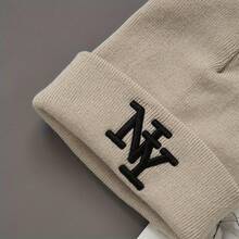 NY Letter Print Beanie - Unisex All Season Lightweight Winter Ski & Outdoor Cap, With NY Initial, White/Black, Elastic Fit For Men And Women, Casual And Sports Wear (Hand Wash, Comfortable Year-Round) - Suitable For Cycling, Skiing, Daily Use - NY Themed Design (Black/White/Beige) - Multipurpose For Gym, Travel And Casual Outfits - Y2K Style With NY Logo - Hand Wash Only - Perfect For Outdoor Activities And Casual Wear, Winter Accessory, Snow Gear