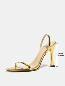 Women's New Fashion Sexy Open Toe Metallic Coated Comfortable Elegant Slip-On High Heel Sandals, Suitable For Outdoor, Party, Clubwear, Spring/Summer English Style