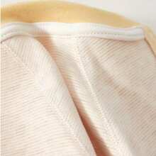 新生男宝宝连体衣，3D熊头图案，加厚羊毛丝绸面料，保暖舒适，适合春秋季穿着，室内外皆可。 - 黃色 - 查看 7