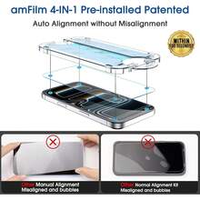 amFilm [2+4 Piezas] OneTouch Compatible con 17 Pro 6.3'' (2025) Protector de Pantalla, Mica Cristal Vidrio Templado,con Protector de Lente de Cámara, Instalación en 30 Segundos - IPH16E-6.1" - Ver 10