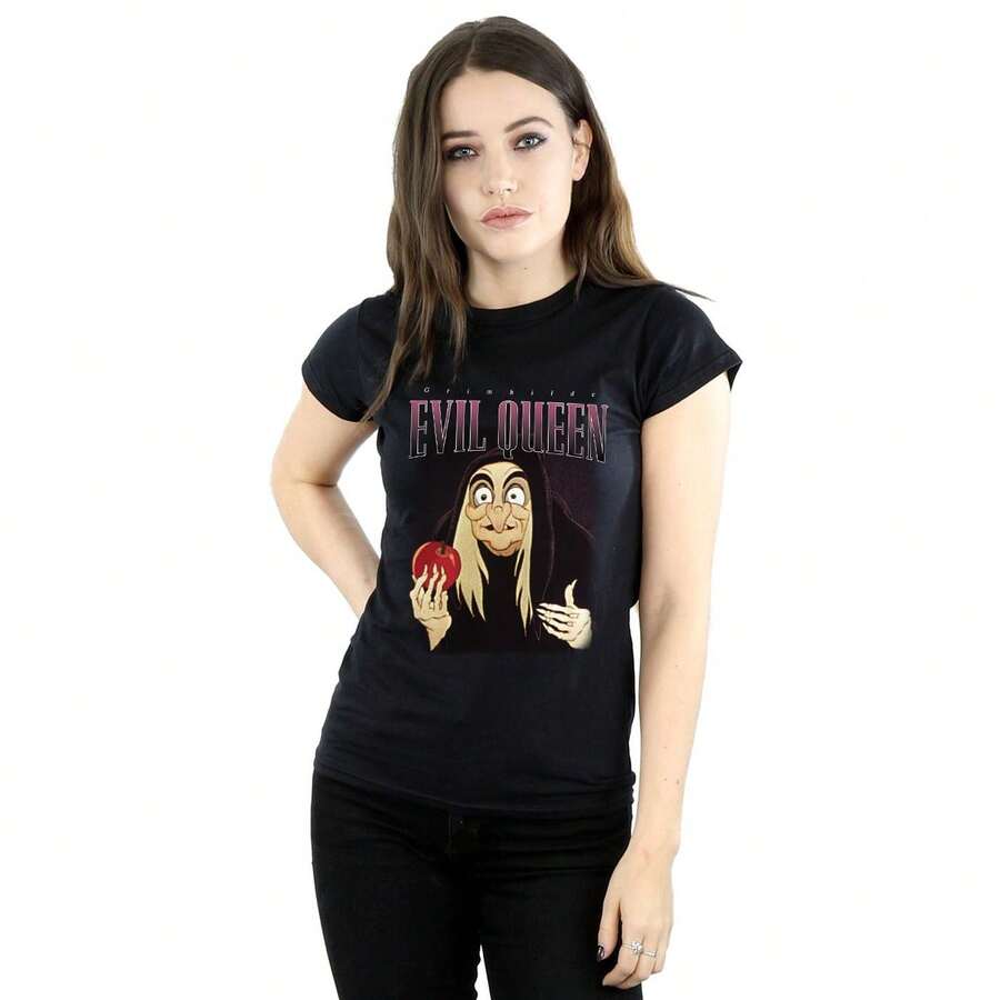 Disney Womens/Ladies Evil Queen Montage Cotton TShirt (Black) - Coffee Brown - View 1