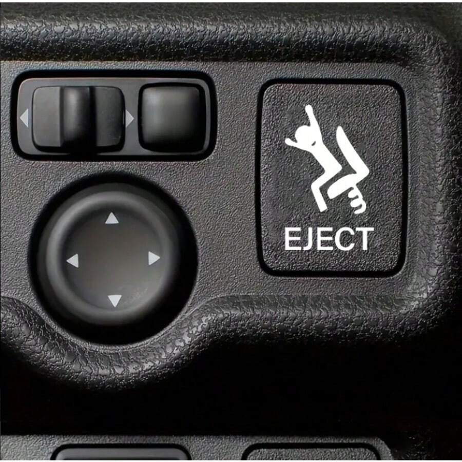 2pcs Car Stickers, Blank Button Stickers, Ejecting Passenger Button Stickers, Funny Ejecting Passenger Car Stickers, Suitable For Any Vehicle, White Stickers, Perfect Gift For Car Enthusiasts - White - View 1