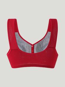 3pcs Christmas Element Printed Bras, Elegant Minimalist Front Closure Wireless Bras, Women Lingerie