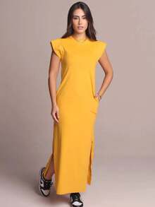 Vestido Listrado em Viscolycra Com Boslo Na Lateral