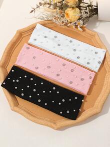 1pc/3pcs Elegant Faux Pearl & Rhinestone Decorated Headband, Suitable For Daily, Party, Date, Delicate Hair Accessory Winter Scarf Warm Hair Bands Women Bandanas Women Hair Accessories Summer Outfits - Multicolor - View 8