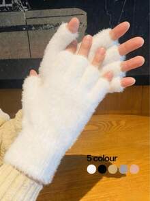Warm Plush Gloves For Women, Thickened Warm Touchscreen Fingerless Gloves, Suitable For Outdoor Sports, Cycling In Winter. Valentine's Day Gift
