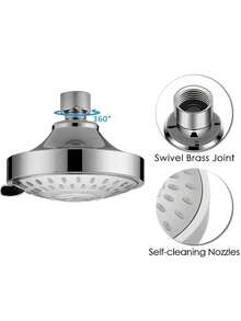 1 pièce Pomme de douche à haute pression de 4 pouces, pomme de douche murale à haut débit avec 5 modes de pulvérisation, conception à haut débit fixe, grande couverture, électrodéposition de haute qualité, installation facile, convient pour les salles de bain de la maison et de l'hôtel, accessoire essentiel pour les salles de bain modernes et élégantes, améliorez votre salle de bain, améliorez l'expérience de douche, cadeau idéal pour Halloween et Noël