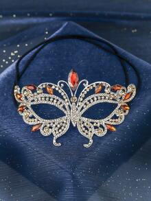 1pc Fashionable Rhinestone Mask, High-End Geometric Hollow-Out Mask For Halloween Party, Masquerade Ball Decor - Mask - View 11