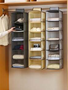 1pc Hanging Foldable Wardrobe With Multiple Compartments For Storing Clothes, Hats, And Hanging Bags. Multi Layer Wardrobe Storage Hanging Bag, Foldable Bra And Underwear Storage Bag, Clothing Sorting Hanging Bag, Clothing Cabinet Storage, Can Be Hung For Storage. Clothing Cabinet Storage, Home&Daily Necessities, Convenient And Practical, Sturdy And Durable