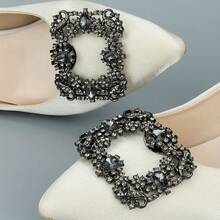 1 Pair Removable Black Teardrop Rhinestone Shoe Clips, Jewelry Decor For High Heels, Boots, Wedding Party, Versatile DIY Shoe Accessories